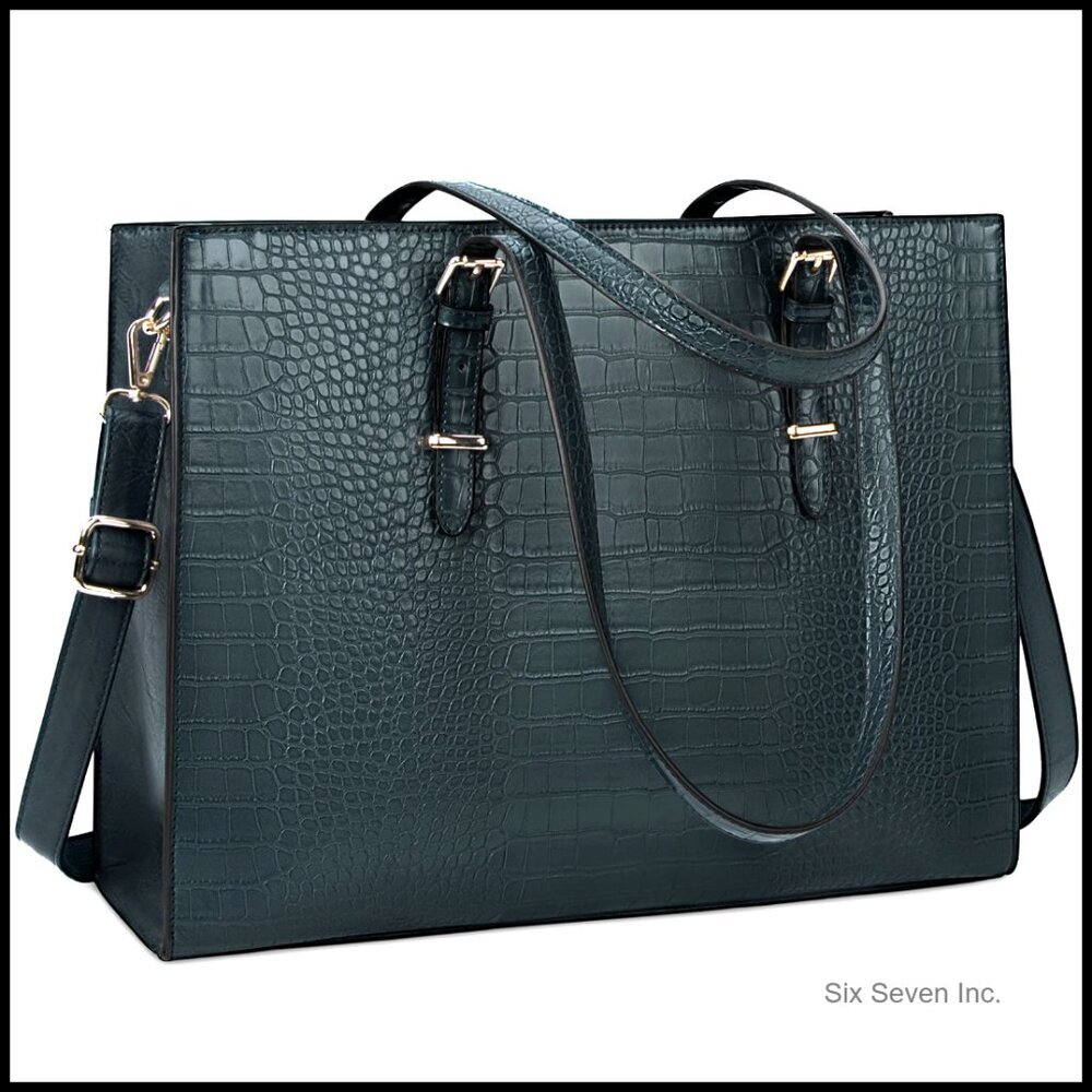 Leather Laptop Tote Briefcase Professional Work Bag Large Capacity Waterproof